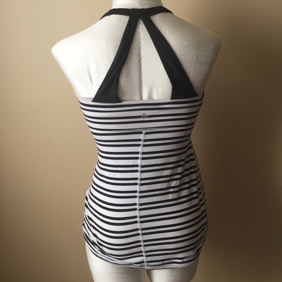 Lululemon Scoop Me Up Tank Sz 4 Black/White Stripe - Picture 4 of 5